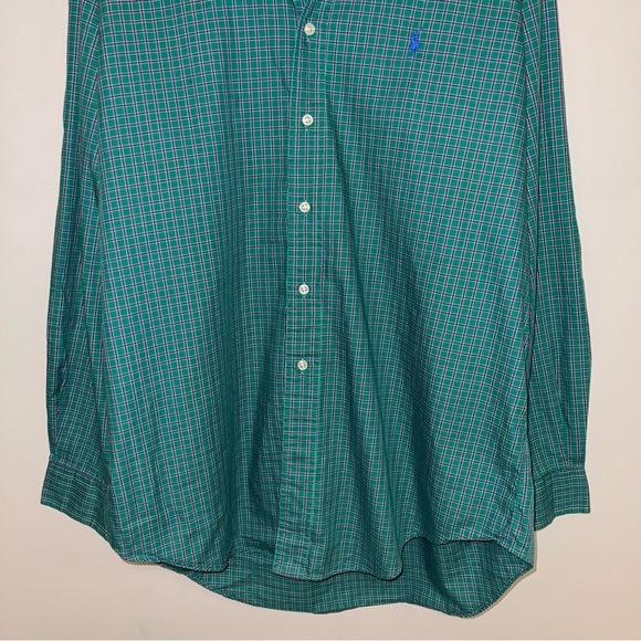 Ralph Lauren Vintage Button Shirt Men's Size Large Teal Green Pink Plaid Cotton - Picture 4 of 8